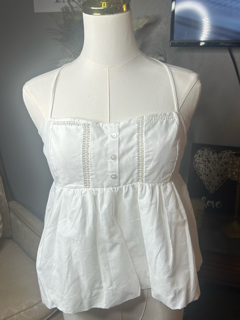 😇 Zara White Halter Babydoll Peplum Camisole #coquette #romantic #softgirl